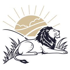 lion vector art silhouettes style with white background 