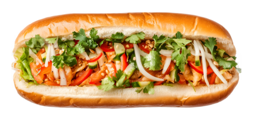 Flavorful Symphony banh mi extravaganza on a transparent background. isolated background.