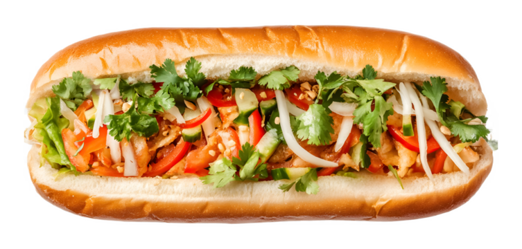 Flavorful Symphony banh mi extravaganza on a transparent background. isolated background.