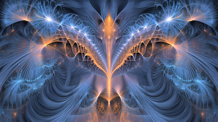 Obraz premium A digital-inspired abstract with glowing lines and grids forming a futuristic network-like design in cool tones 