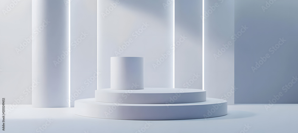 Poster white podium background modern 3d platform presentation product display stage abstract stand showcas