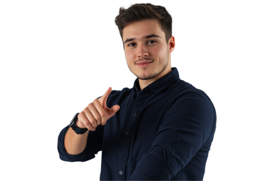  a handsome man his smartwatch pointing isolated on a transparent background