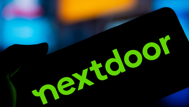 Dhaka, bangladesh- 21 Nov 2024: nextdoor logo is displayed on smartphone. Nextdoor Holdings, Inc. is an American social networking platform.