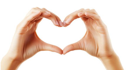 Obraz premium a Woman's hands heart-shaped isolated on a transparent background