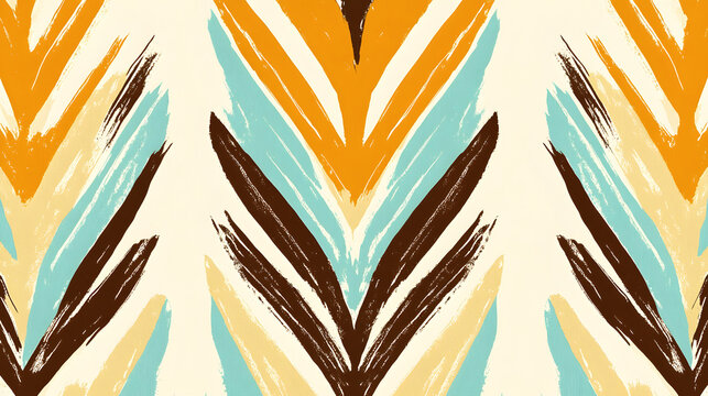 A geometric design featuring sharp-edged shapes layered in bold contrasting colors to create depth and symmetry 