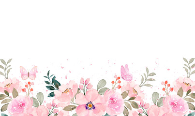 Watercolor flowers background vector for design