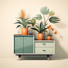 Digital Art of an Interior Cabinet in a Simple Flat Style