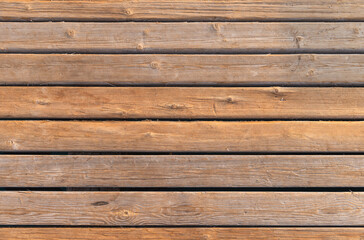 Wooden floor made of rough planks, front view, background texture