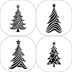 Obraz premium Christmas Tree Vector Silhouette Set