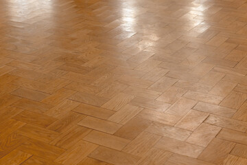 Vintage used oak parquet made of rectangle planks