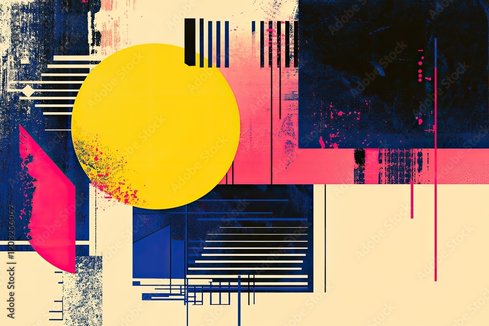Aufkleber bold shapes and vibrant colors merge in dynamic abstract composi