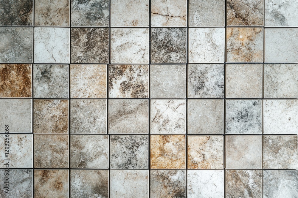 Aufkleber Textured tiles create captivating grid pattern with varying shad