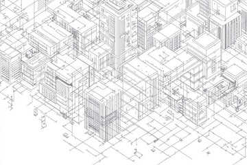 Intricate cityscape illustration showcasing buildings interconne