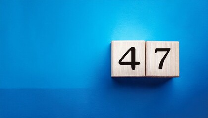 Banner number 47 on blue background, copy space. Generated image