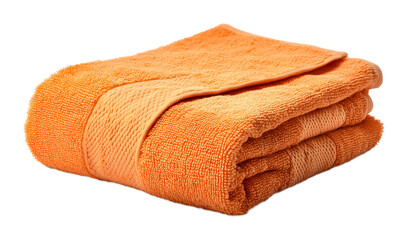 Folded orange towel on a transparent background. isolated background.