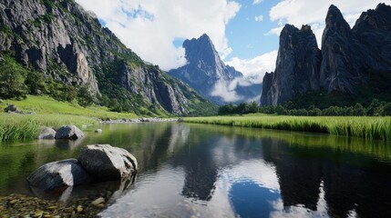 Serene Mountain River Landscape