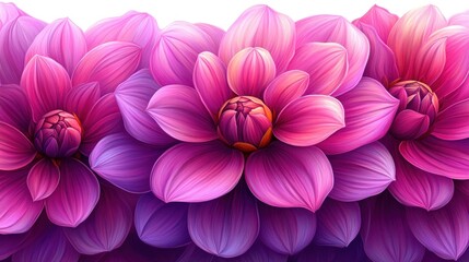 Vibrant pink flowers in full bloom against a soft white background, showcasing nature's beauty and elegance