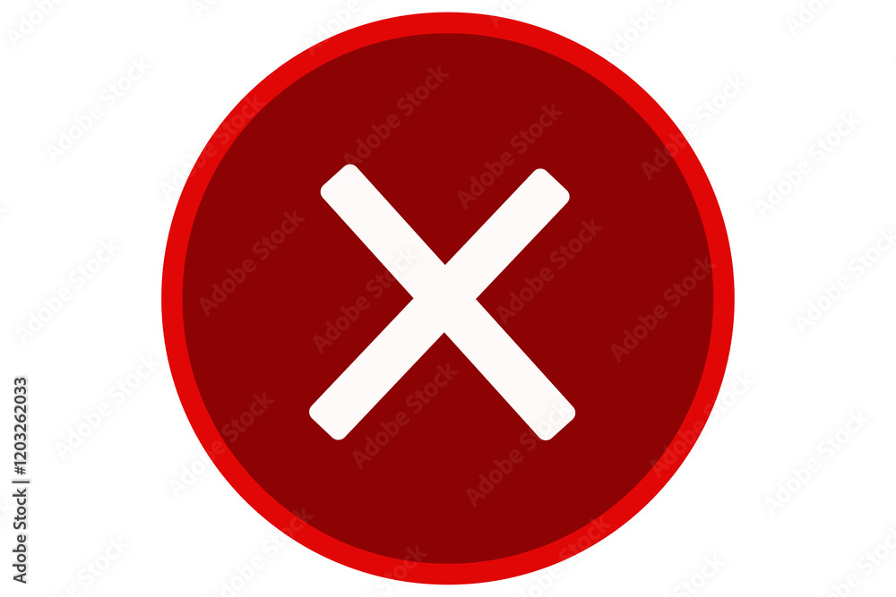 Wall mural red cross sign abandon forbidden not allowed prohibited wrong sign icon button over transparent back