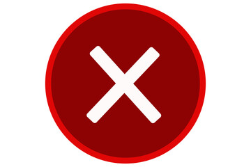 Red cross sign abandon forbidden not allowed prohibited wrong sign icon button over transparent...