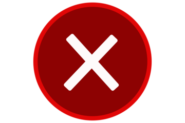 Red cross sign abandon forbidden not allowed prohibited wrong sign icon button over transparent background. flat style tick icon for web site design, logo, app, UI design