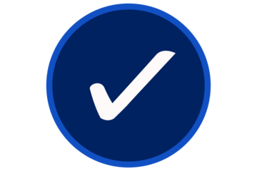 white blue check mark icon