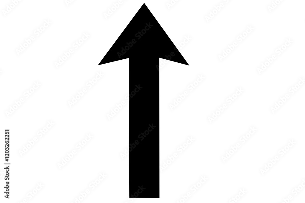 Wall mural straight black arrow graph up ward direction over transparent background. flat style tick icon for w