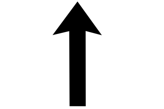 Straight black arrow graph up ward direction over transparent background. flat style tick icon for web site design, logo, app, UI design