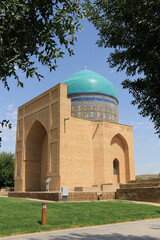 Rabia Sultan Begim Tomb is located in the garden of Ahmet Yesevi Complex. The tomb was built in the 15th century during the Timur period.