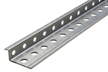 Metal perforated angle for construction isolated with transparent background