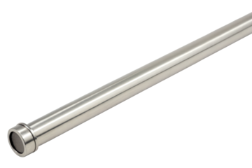 Sleek metallic tube with a small end cap isolated with transparent background