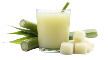 Glass of sugarcane juice on a transparent background. isolated background.