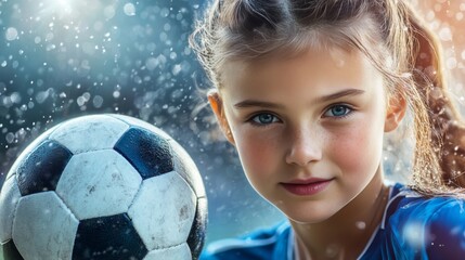 Young Female Athlete Participating in Sports, ideal for fitness and sports themed projects