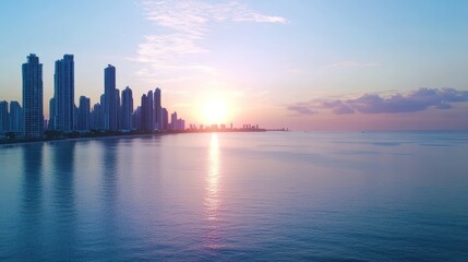 Fototapeta premium Coastal City Sunset