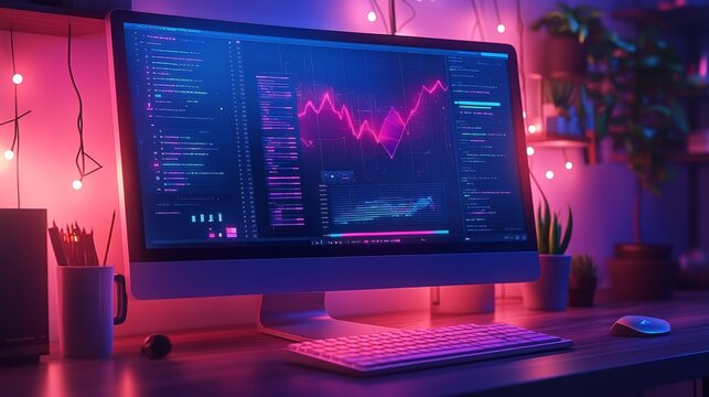 A computer desktop with a strong sense of technology