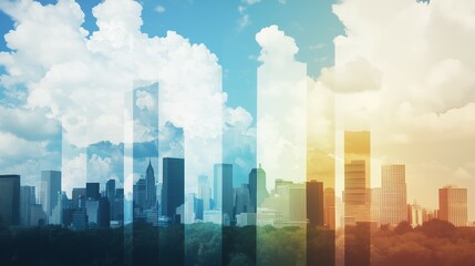 Fototapeta premium City Skyline with Gradient Colors