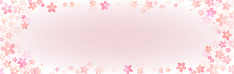 春の水彩の桜　横長フレーム　2