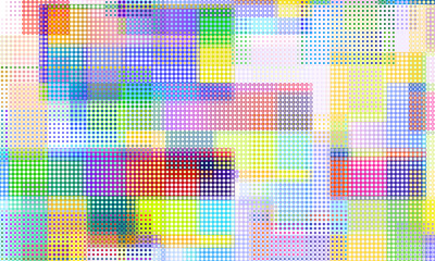 Pixilated abstract Energy background. Halftone effect. Vector image. Small particles with overlay moire effect