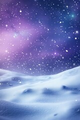 Naklejka premium Winter wonderland with sparkling snow and colorful night sky