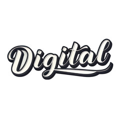 Stylish Digital Text Design Modern White Elegant Script Font Typography Graphic Art word logo dark  