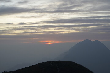 Hiking in the mountains watch the sunset