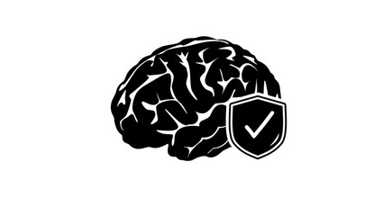 brain protection, black isolated silhouette