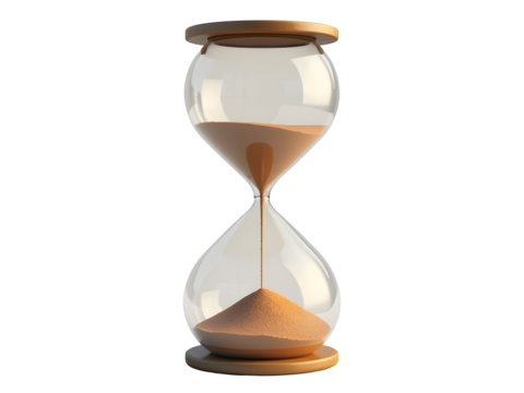 Hourglass with sand isolated on transparent background. Cut out or PNG