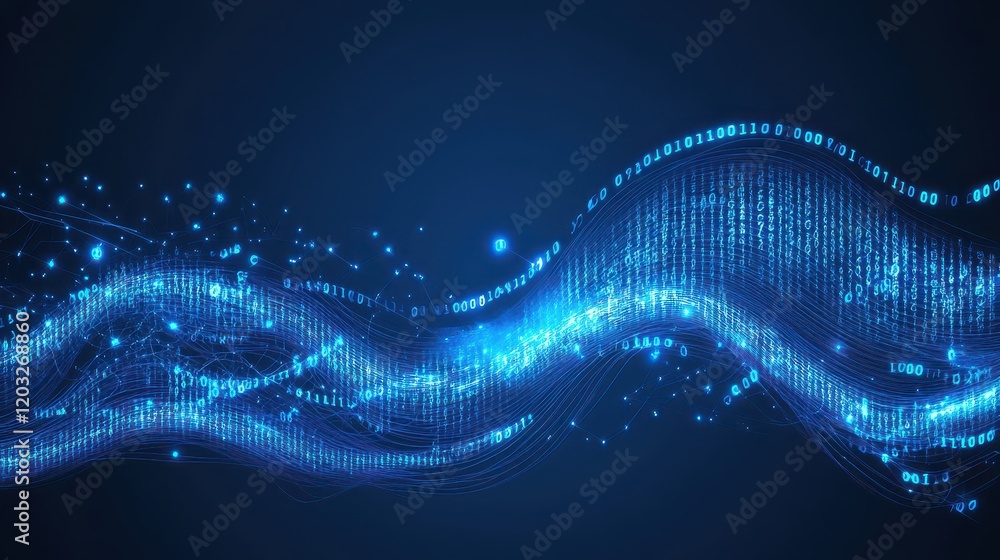 Aufkleber abstract digital data stream wave flowing through space
