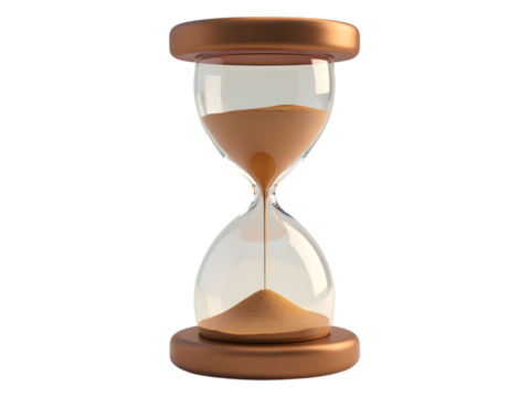 Elegant Hourglass isolated on transparent background. Cut out or PNG