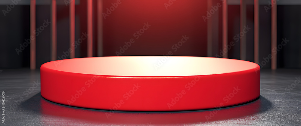 Poster png red podium isolated on transparent 3d background with empty product display pedestal platform st