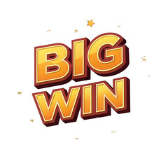 Big Win Announcement Golden Text 3D Style Design Graphic Art Game Bold Font Prize Award Bonus Shiny 