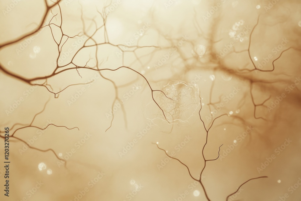 Poster microscopic view of intricate blood vessels, resembling a network of branching capillaries.
