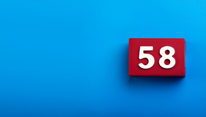 Banner number 58 on blue background, copy space. Generated image