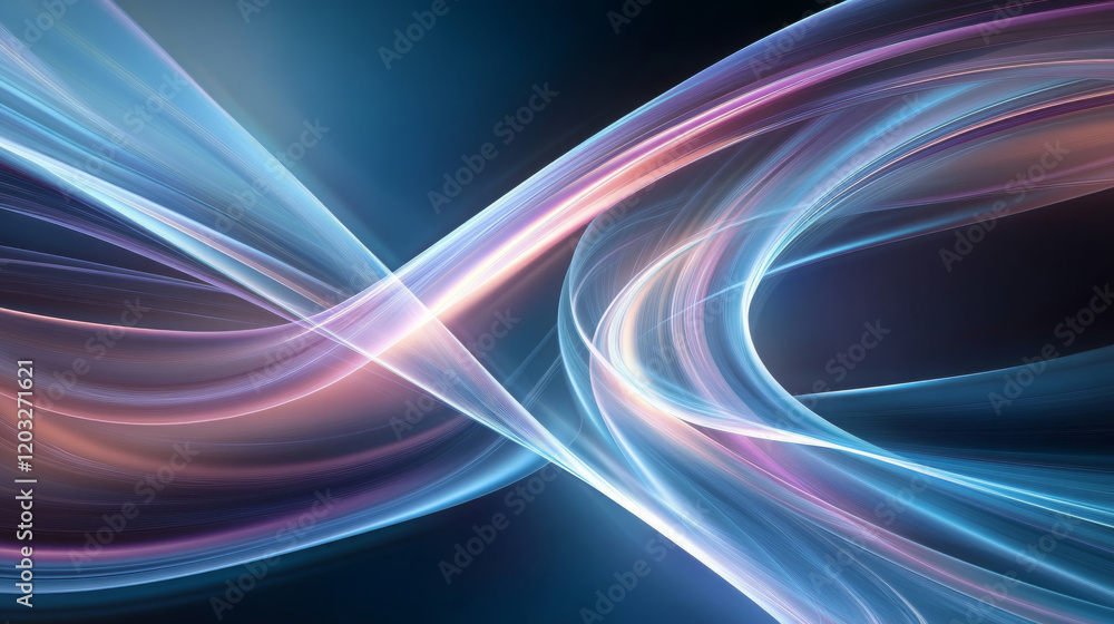 Poster visually stunning abstract design featuring flowing lines of light in vibrant colors, creating sense