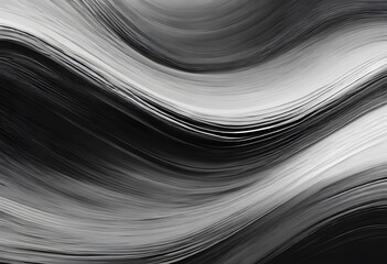 Obraz premium Abstract black and white image with flowing lines resembling waves or fabric.